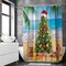 Summer Christmas Tree Shower Curtain Tropical Beach Xmas in July New Year Home Bathtubs Bathroom Curtain Decoration Set 12 Hooks Washable Durable Polyester Fabric 72" x 72"